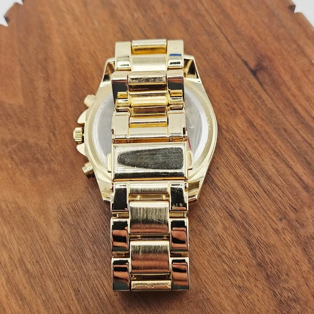 Style & Co Women's Gold Tone Multi Dial Wrist Watch Crystal Bezel Glitz Elevated